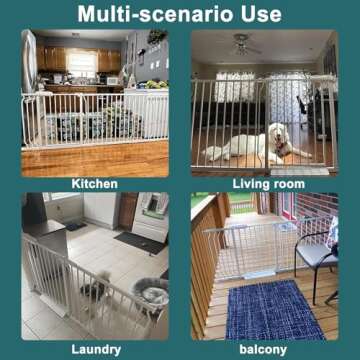ALLAIBB Extra Wide Pressure Mounted Baby Gate Walk Through Child Kids Safety Toddler White Long Large Pet Dog Gates with Extension for doorways Kitchen and Living Room (57.48-62.20"/146-158cm)