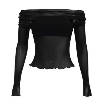 ABAFIP Women's Ruffled Sheer Crop Top for Festivals