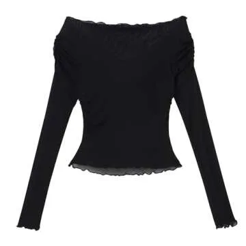 ABAFIP Women's Ruffled Sheer Crop Top for Festivals