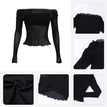 ABAFIP Women's Ruffled Sheer Crop Top for Festivals