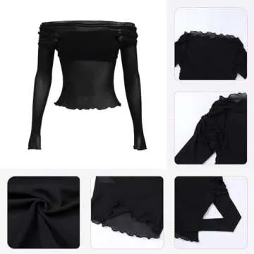 ABAFIP Women's Ruffled Sheer Crop Top for Festivals