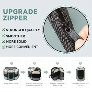 Dog Playpen, Puppy Pet Cat Playpen Indoor for Small Dogs, Dog Tent Crates Cage Indoor/Outdoor, Portable Pop Up Dog Kennel Playpen with Carrying Case for Dogs/Cats/Rabbits, Removable Zipper Top, Grey