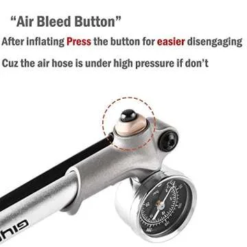GIYO Handheld High Pressure Shock Pump (300 PSI Max), Silver for Fork & Rear Suspension, Lever Lock on Nozzle No Air Loss