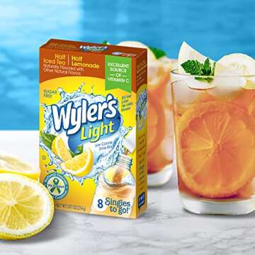 Wyler's Light Singles To Go Powder Packets, Water Drink Mix, Half Iced Tea/Half Lemonade, 96 Single Servings (Pack of 12)
