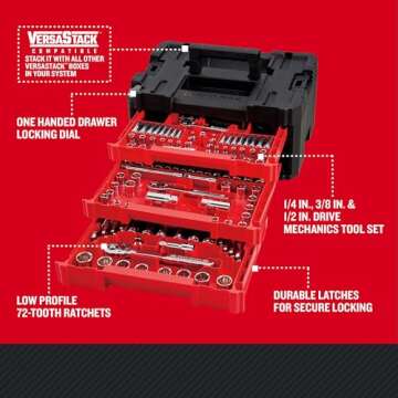 Craftsman 262-Piece Mechanic Tool Set, Master Socket Set with 3-Drawer VERSASTACK Tool Box, SAE/Metric Set (CMMT45309)