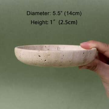 Natural Marble Travertine Jewelry Dish 5.5", Trinket Dish for Ring Earring, Gift for Woman Daugther ...