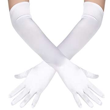 BABEYOND Long Opera Party 1920s Satin Tea Party Gloves Costume Stretchy Adult Size Elbow Length