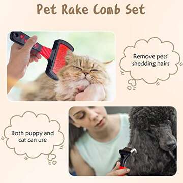 4 Pieces Pet Grooming Kit - Dematting Combs, Slicker Brush, and Steel Comb for Removing Knots and Hair from Dogs, Cats, and Poodles