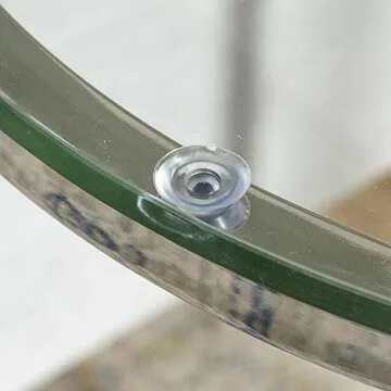 Walker Edison Cora Modern Glass Top Round Accent Table with X Base, 16 Inch, Glass and Chrome