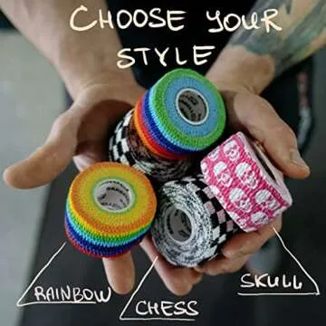 Barbell UP Professional Weight Lifting Thumb Tape - Protects Finger Tape, Adhesive for Powerlifting, Yoga & Gym, Hand Grip Support for Weightlifting, Deadlift, Barbell Hook Grip (RAINBOW)