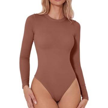 QINSEN Women's Long Sleeve Bodysuit for Elegance