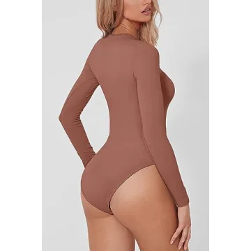 QINSEN Women's Long Sleeve Bodysuit for Elegance