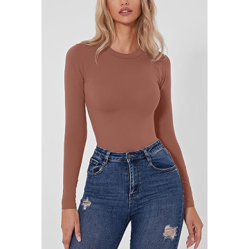 QINSEN Women's Long Sleeve Bodysuit for Elegance