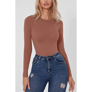 QINSEN Women's Long Sleeve Bodysuit for Elegance