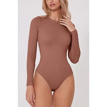 QINSEN Women's Long Sleeve Bodysuit for Elegance