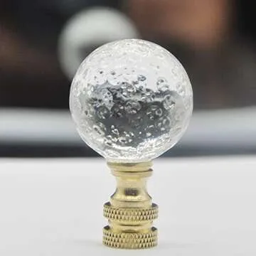 Crystal Glass Ball Lamp Finial Cap Knob,Diamond Knob Finials for Lamp Shades,Top Screw Finial for Gold Lamp Shade Holder Lamp Harp,Lamp Shade Finials Decorative for Table or Floor Lamps