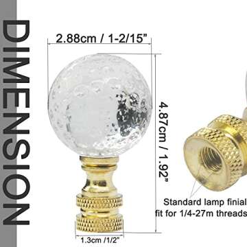 Crystal Glass Ball Lamp Finial Cap Knob,Diamond Knob Finials for Lamp Shades,Top Screw Finial for Gold Lamp Shade Holder Lamp Harp,Lamp Shade Finials Decorative for Table or Floor Lamps