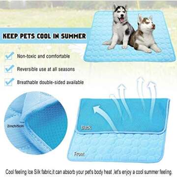 Wondery Dog Cooling Mat, Pressure Activated Comfort Cooling Gel Pet Pad Mat, for Large Pets, Washable Dog Cooling Mat Ice Silk Pet Self Cooling Pad Blanket,Use Indoors,Outdoors or in The Car