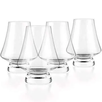 Luxbe - Bourbon Whisky Crystal Tasting Glass Snifter, Set of 4 - Classic Tasting Glasses with Narrow Rim - Handcrafted - Good for Cognac Brandy Scotch - 7-ounce/200ml