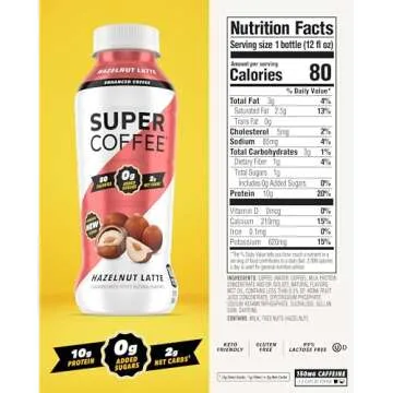 SUPER COFFEE, Keto Protein Coffee (0g Added Sugar, 10g Protein, 80 Calories) [Variety Pack] 12 Fl Oz, 12 Pack | Iced Smart Coffee Drinks