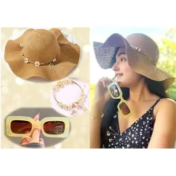 Stylish Sun Hat and Jewelry Bundle for Women