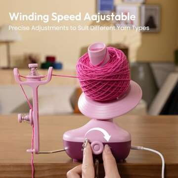 Etcokei Yarn Winder, Electric Yarn Ball Winder for Crocheting, Compact Yarn Cake Winder with Strong Tension Stepless Speed, Automatic Yarn Spinner Wool Winder, Ideal Helper for Knitting Lovers(Purple)