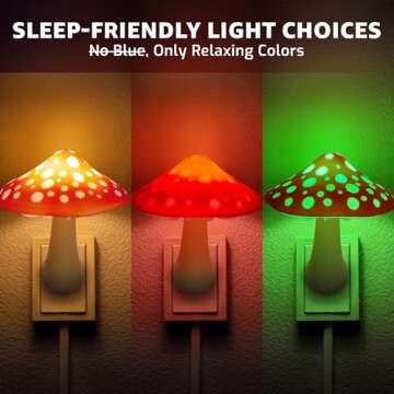 Mushroom Night Light Plug-in - Color Changing LED Nightlight for Quirky Home Decor