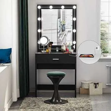 Vanity Mirror Lights Kit,LED Lights for Mirror with Dimmer and USB Phone Charger,LED Makeup Mirror Lights Kit Hollywood Style Lighting Fixture Strip 6500k for Bathroom Dressing Room Vanity Table