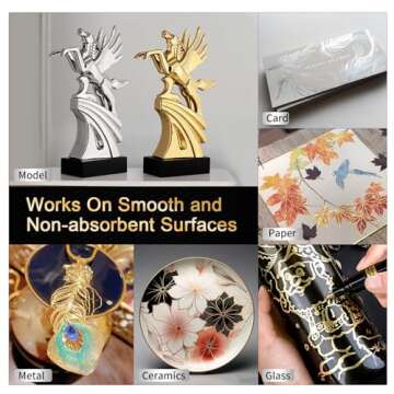 Artugn 6Pcs Oil-based Chrome Mirror Markers - Silver & Gold Permanent Metallic Markers for Model Painting, DIY Projects - Waterproof, Reflective Gloss Pens