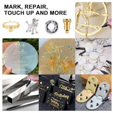 Artugn 6Pcs Oil-based Chrome Mirror Markers - Silver & Gold Permanent Metallic Markers for Model Painting, DIY Projects - Waterproof, Reflective Gloss Pens