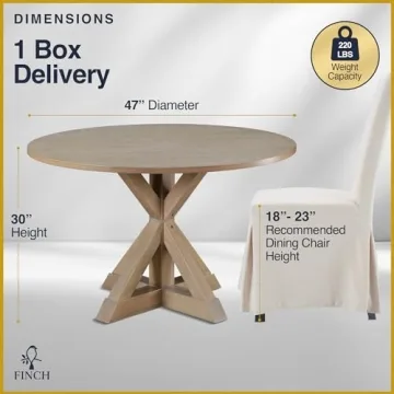 Finch Alfred Round Rustic Dining Table for Farmhouse Living