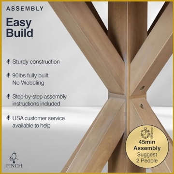 Finch Alfred Round Rustic Dining Table for Farmhouse Living