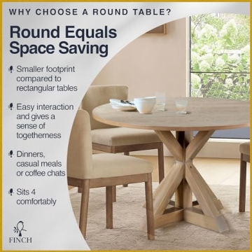 Finch Alfred Round Rustic Dining Table for Farmhouse Living