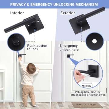 Ohuhu Matte Black Door Handle - Elegant & Secure Design