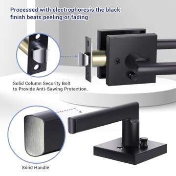 Ohuhu Matte Black Door Handle - Elegant & Secure Design