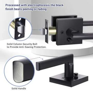 Ohuhu Matte Black Door Handle - Elegant & Secure Design