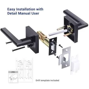 Ohuhu Matte Black Door Handle - Elegant & Secure Design