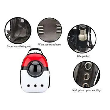 ANXUAN Portable Travel Airline Approved Pet Carrier Backpack, Pet Bubble Traveler Knapsack Multiple Air Vents Waterproof Lightweight Handbag for Cats Small Dogs (Red Black White)