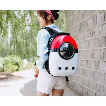 ANXUAN Portable Travel Airline Approved Pet Carrier Backpack, Pet Bubble Traveler Knapsack Multiple Air Vents Waterproof Lightweight Handbag for Cats Small Dogs (Red Black White)