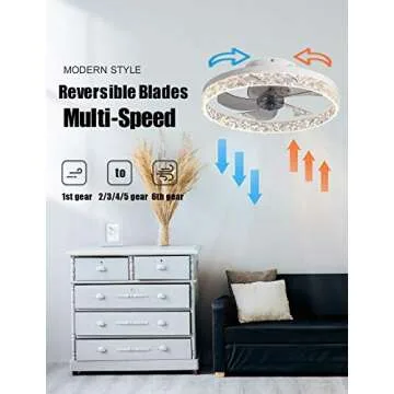 Stylish QUMFIXPU Ceiling Fan with Dimmable Light