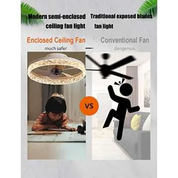 Stylish QUMFIXPU Ceiling Fan with Dimmable Light