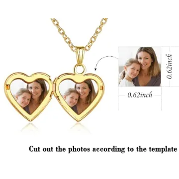 YOUFENG Heart Locket Necklace Holds Photos Elegant Gift