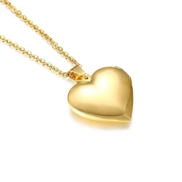 YOUFENG Heart Locket Necklace Holds Photos Elegant Gift