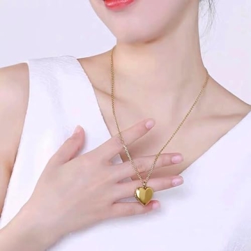 YOUFENG Heart Locket Necklace Holds Photos Elegant Gift