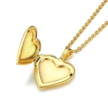 YOUFENG Heart Locket Necklace Holds Photos Elegant Gift