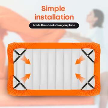 5 STARS UNITED Bed Sheet Straps Set | Easy to Use Adjustable Elastic Fasteners with Metal Clips | Sheet Holders for Corners | Fitted Sheet Clips to Hold Sheets in Place | (4 Pcs Black)