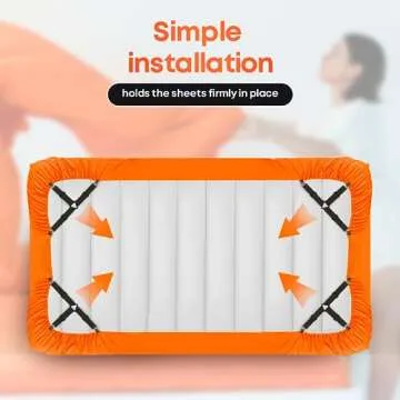 5 STARS UNITED Bed Sheet Straps Set | Easy to Use Adjustable Elastic Fasteners with Metal Clips | Sheet Holders for Corners | Fitted Sheet Clips to Hold Sheets in Place | (4 Pcs Black)