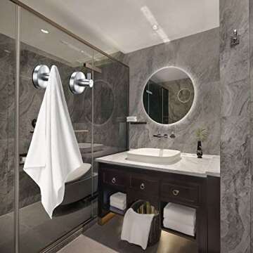 DGYB Suction Cup Hooks for Shower Set of 2 Brushed Nickel Towel Hooks for Bathrooms SUS 304 Stainless Steel Shower Hooks for Loofah 15 Lb Bathroom Hooks for Towels