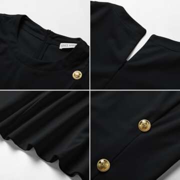 GRACE KARIN Women's Crew Neck Bodycon Knit Dress Sleeveless Button Elegant Formal Party Mini Black Dress L