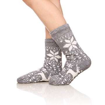 FRALOSHA Fuzzy Warm Slipper Socks Women Winter floor Socks Super Soft lined with Grippers reading So...